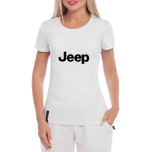 Футболка жіноча Globuspioner класична Jeep Big Logo біла принт спереду