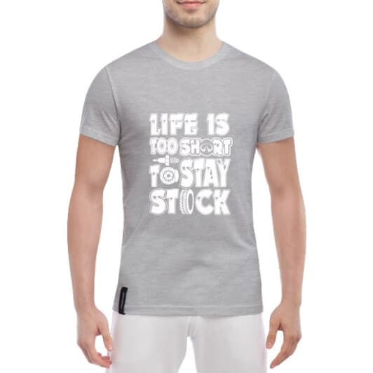 Футболка мужская Globuspioner классическая Life Too Short to Stay Stock серый спереди