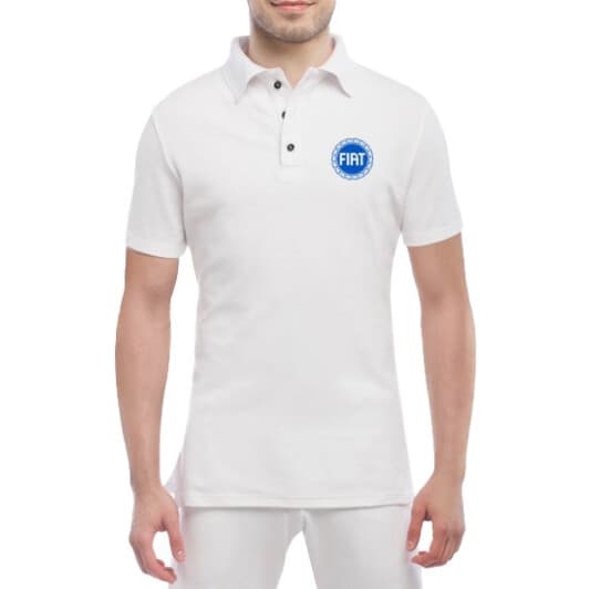 Футболка чоловіча Globuspioner поло Fiat Big Logo Circle біла принт спереду