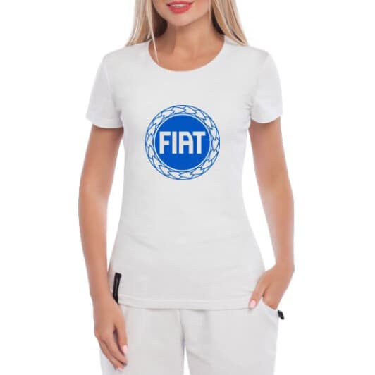 Футболка жіноча Globuspioner класична Fiat Big Logo Circle біла принт спереду