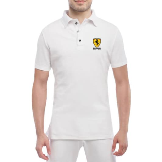 Футболка мужская Globuspioner поло Ferrari Scuderia Big Logo белый спереди