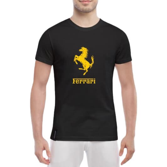 Футболка мужская Globuspioner классическая Ferrari Logo Horse Art черный спереди