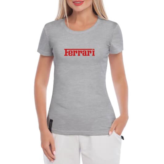 Футболка женская Globuspioner классическая Ferrari Wide Logo серый спереди
