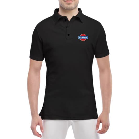 Футболка мужская Globuspioner поло Nissan OLd Logo черный спереди
