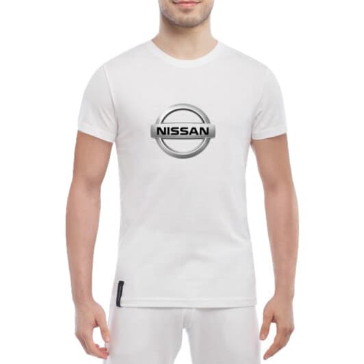 Футболка мужская Globuspioner классическая Nissan Logo Silver белый спереди