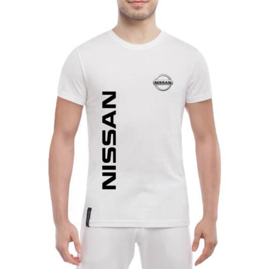 Футболка чоловіча Globuspioner класична Nissan Big Logo Vertical біла принт спереду