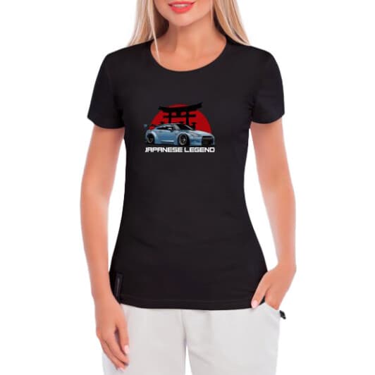 Футболка жіноча Globuspioner класична Nissan Japanese Legend чорна принт спереду