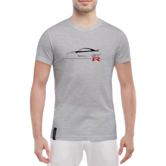 Футболка чоловіча Globuspioner класична Nissan GTR Art Line сіра принт спереду
