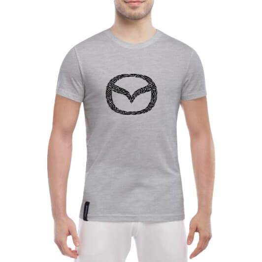 Футболка чоловіча Globuspioner класична Mazda Tribal Logo сіра принт спереду