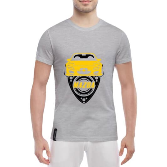 Футболка чоловіча Globuspioner класична Mazda Engine сіра принт спереду