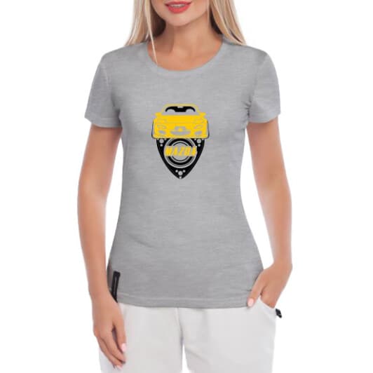 Футболка женская Globuspioner классическая Mazda Engine серая принт спереди