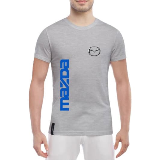 Футболка чоловіча Globuspioner класична Mazda Big Sign Vertical Blue сіра принт спереду