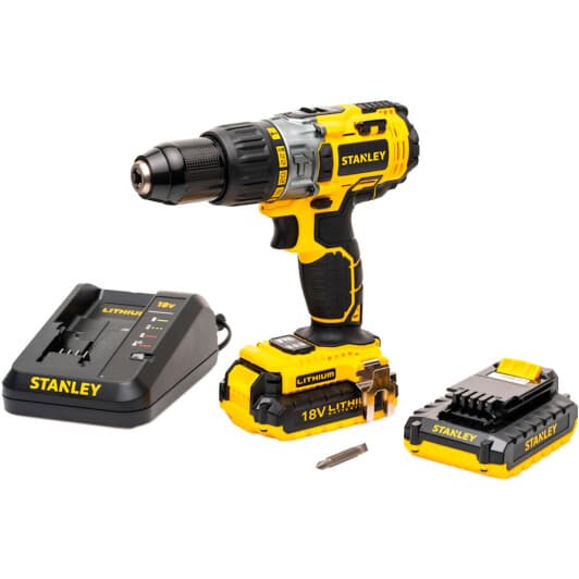 Шуруповерт Stanley аккумуляторный STDC18LHBK (2 аккумулятора + ЗУ + чехол)