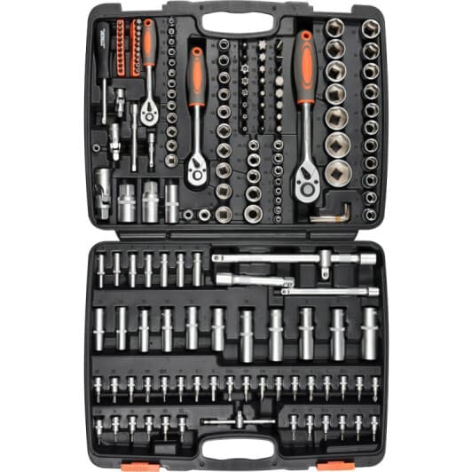 Набор бит и торцевых головок с держателем и трещоткой STHOR 58688 156 шт.