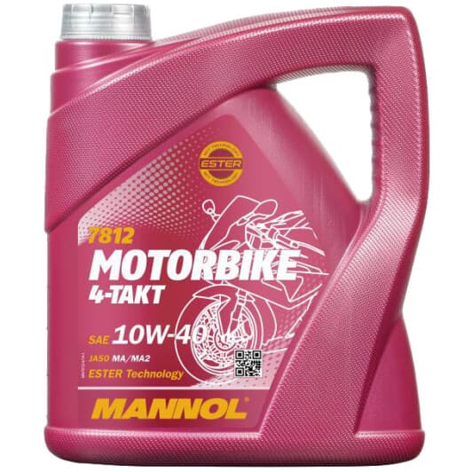 Mannol Motorbike 4-Takt 10W-40, 4 л (MN7812-4) моторное масло 4T