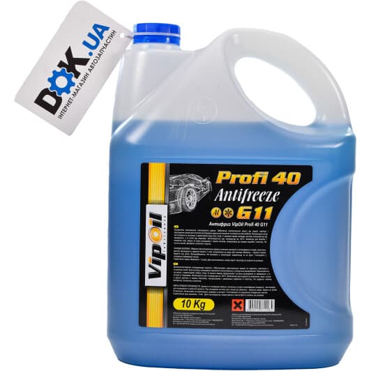 VIPOIL Profi 40 G11 синий -30 °C, 10 л (701400) готовый антифриз