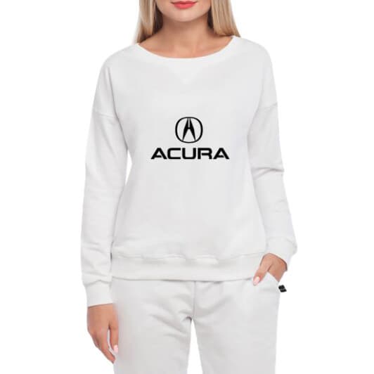 Світшот жіночий Globuspioner Acura Big Logo принт спереду спущений рукав білий