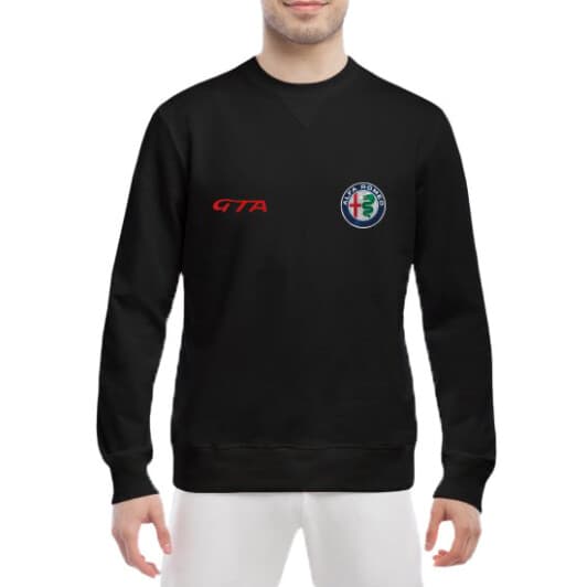 Свитшот мужской Globuspioner Alfa Romeo GTA спереди класический рукав чёрный