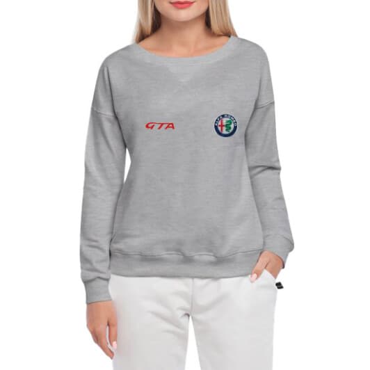 Свитшот женский Globuspioner Alfa Romeo GTA принт спереди спущенный рукав серый