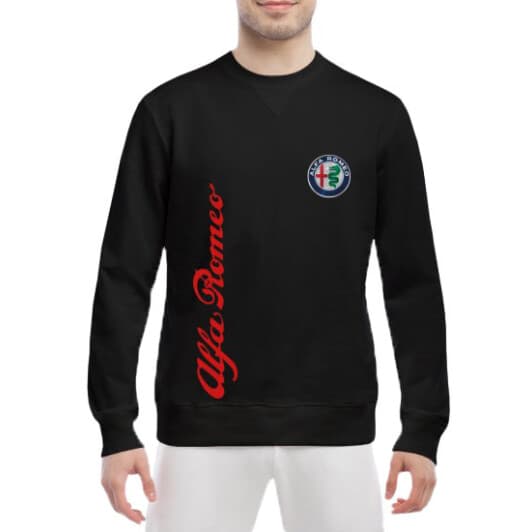 Світшот чоловічий Globuspioner Alfa Romeo Vertical Logo принт спереду класичний рукав чорний