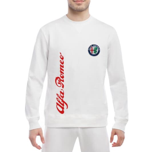 Свитшот мужской Globuspioner Alfa Romeo Vertical Logo спереди класический рукав белый