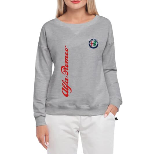 Свитшот женский Globuspioner Alfa Romeo Vertical Logo принт спереди спущенный рукав серый