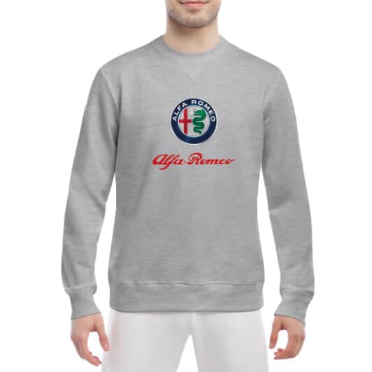 Світшот чоловічий Globuspioner Alfa Romeo Big Logo принт спереду класичний рукав сірий