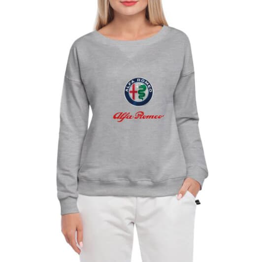 Світшот жіночий Globuspioner Alfa Romeo Big Logo принт спереду спущений рукав сірий