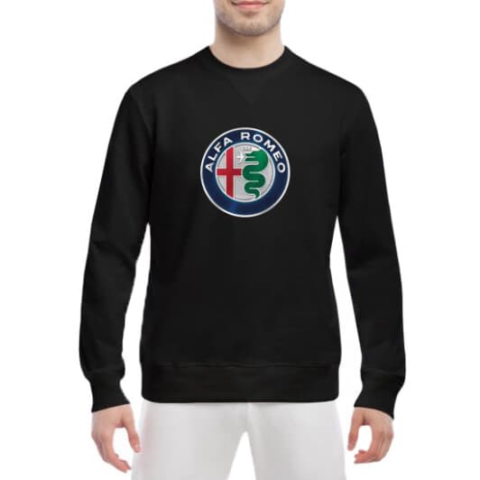 Світшот чоловічий Globuspioner Alfa Romeo Big Logo v2 принт спереду класичний рукав чорний