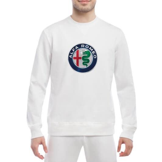 Свитшот мужской Globuspioner Alfa Romeo Big Logo v2 спереди класический рукав белый