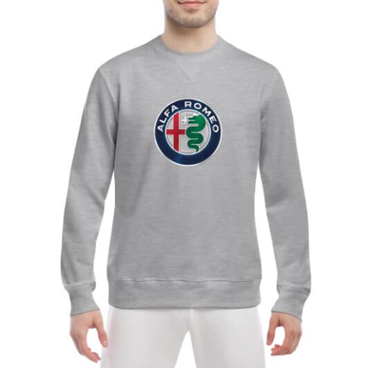 Світшот чоловічий Globuspioner Alfa Romeo Big Logo v2 принт спереду класичний рукав сірий
