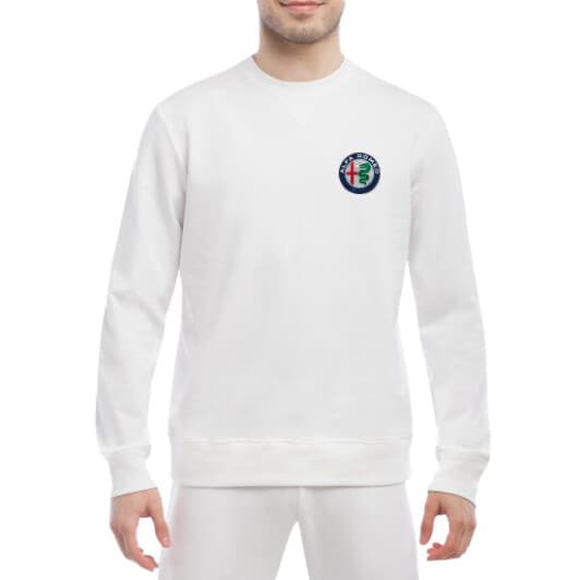 Світшот чоловічий Globuspioner Alfa Romeo Mini Logo принт спереду класичний рукав білий