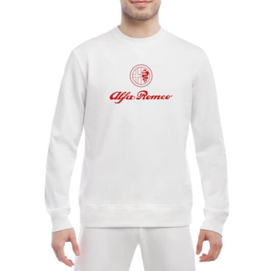 Світшот чоловічий Globuspioner Alfa Romeo Logo принт спереду класичний рукав білий