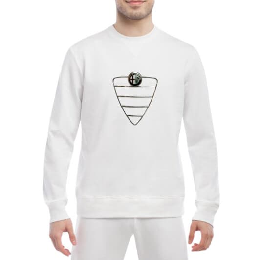 Свитшот мужской Globuspioner Alfa Romeo Lattice спереди класический рукав белый