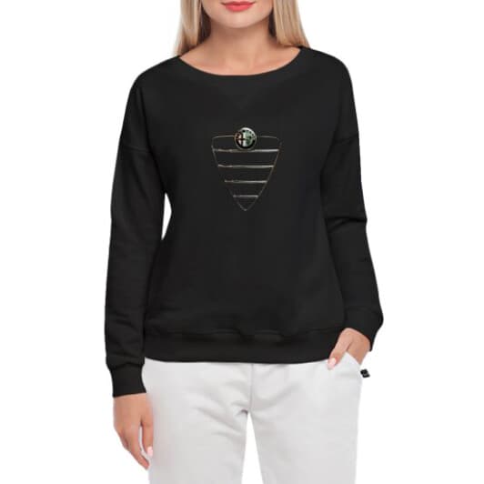 Світшот жіночий Globuspioner Alfa Romeo Lattice принт спереду спущений рукав чорний