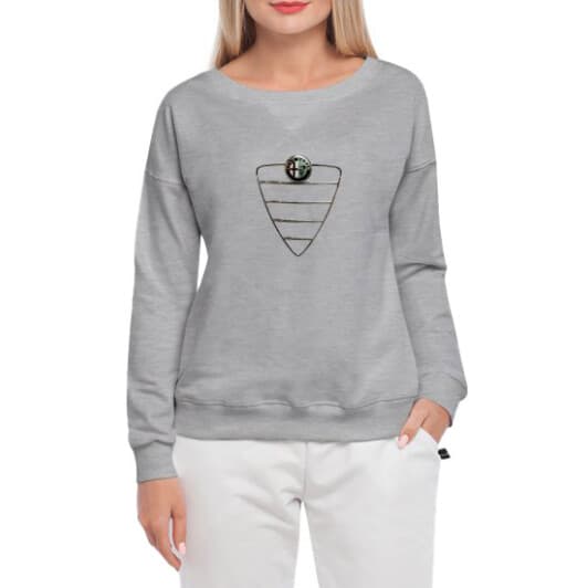 Світшот жіночий Globuspioner Alfa Romeo Lattice принт спереду спущений рукав сірий