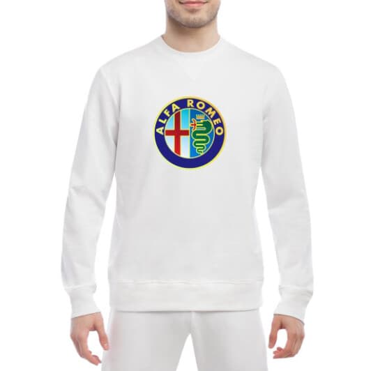 Свитшот мужской Globuspioner Alfa Romeo Classic спереди класический рукав белый