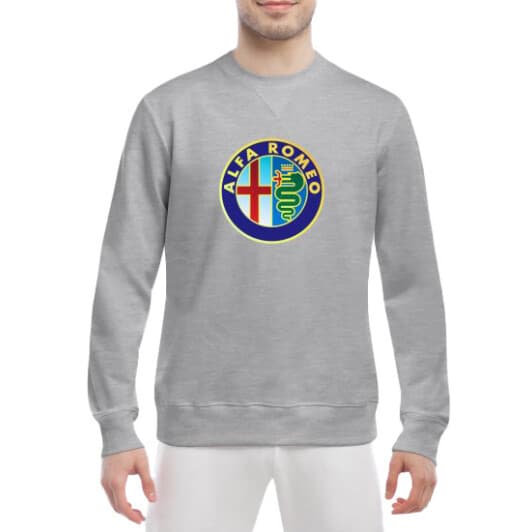 Світшот чоловічий Globuspioner Alfa Romeo Classic принт спереду класичний рукав сірий