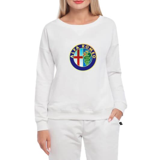Свитшот женский Globuspioner Alfa Romeo Classic принт спереди спущенный рукав белый