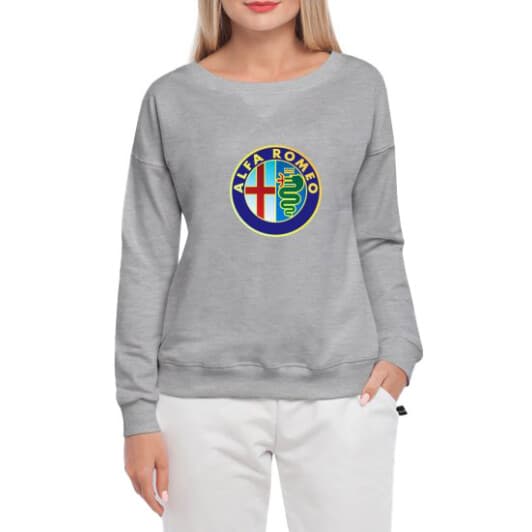 Свитшот женский Globuspioner Alfa Romeo Classic принт спереди спущенный рукав серый