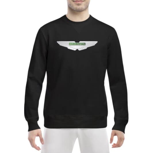 Свитшот мужской Globuspioner Aston Martin Silver Wings спереди класический рукав чёрный