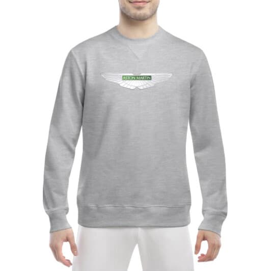 Світшот чоловічий Globuspioner Aston Martin Silver Wings принт спереду класичний рукав сірий