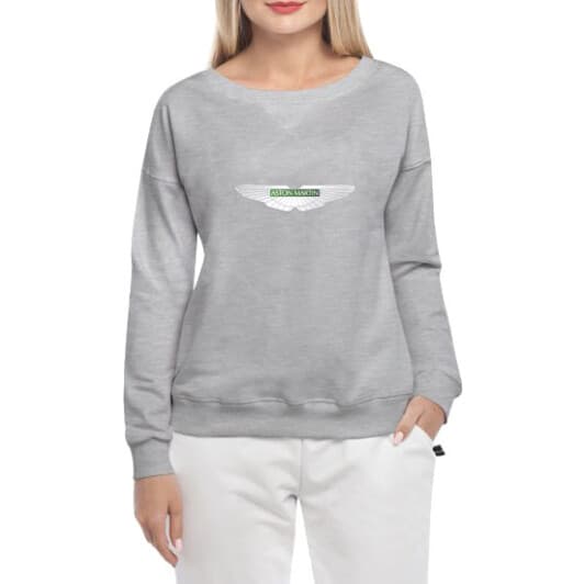 Свитшот женский Globuspioner Aston Martin Silver Wings спереди спущенный рукав серый