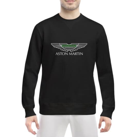 Свитшот мужской Globuspioner Aston Martin Vector Logo Green спереди класический рукав чёрный