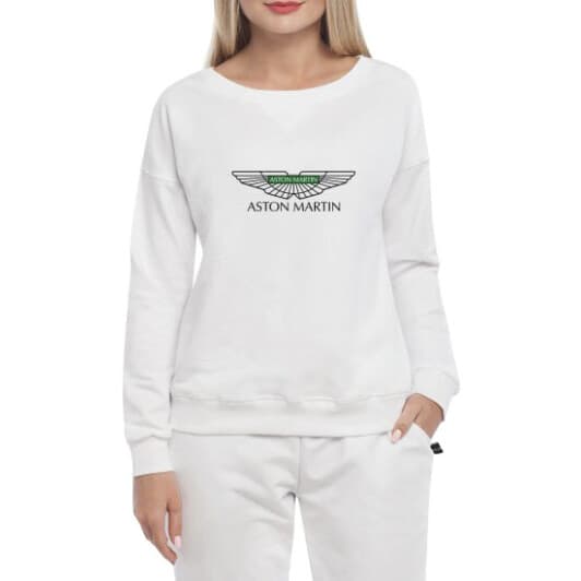 Світшот жіночий Globuspioner Aston Martin Vector Logo Green принт спереду спущений рукав білий