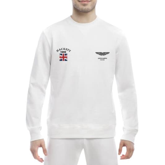 Світшот чоловічий Globuspioner Aston Martin Hackett 1959 принт спереду класичний рукав білий