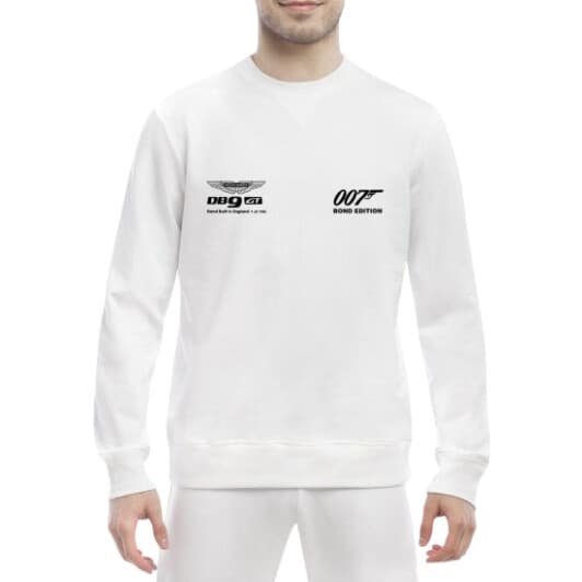 Світшот чоловічий Globuspioner Aston Martin DB9 007 принт спереду класичний рукав білий