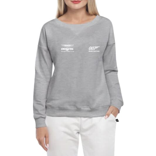 Свитшот женский Globuspioner Aston Martin DB9 007 спереди спущенный рукав серый