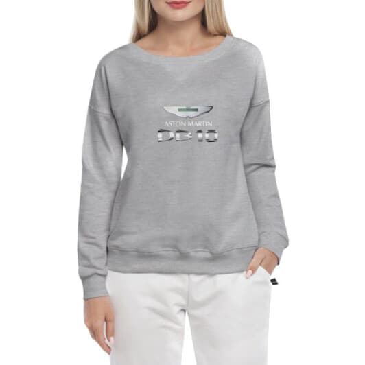 Свитшот женский Globuspioner Aston Martin DB10 спереди спущенный рукав серый