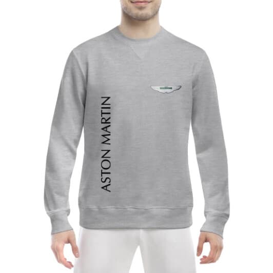 Свитшот мужской Globuspioner Aston Martin Vertical Logo спереди класический рукав серый